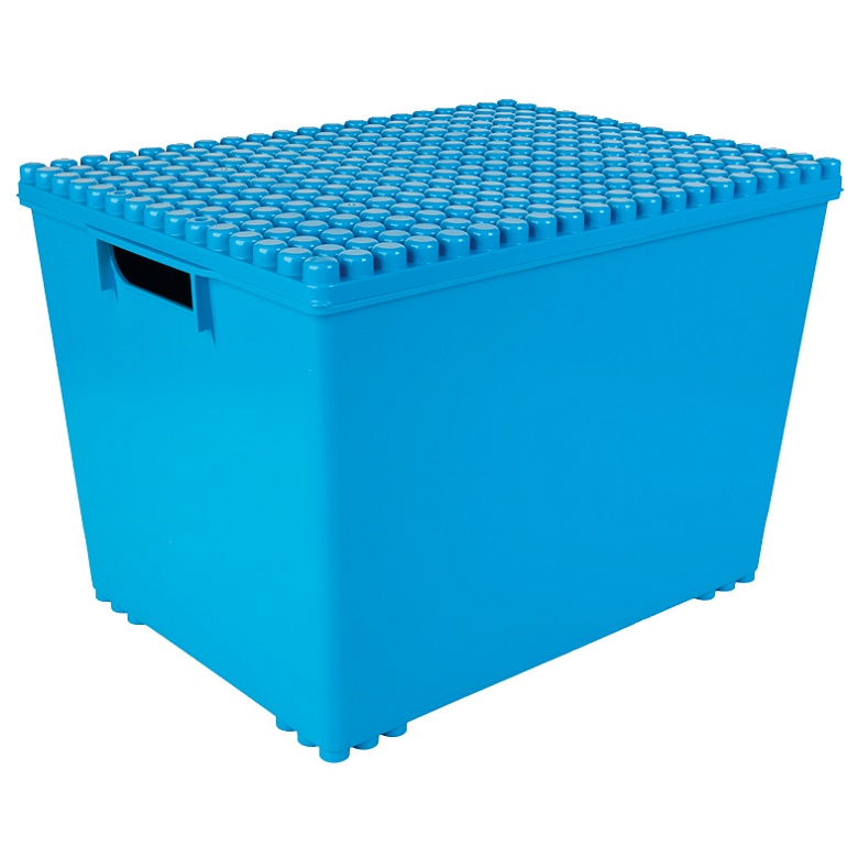Ящик для хранения L с крышкой, голубой