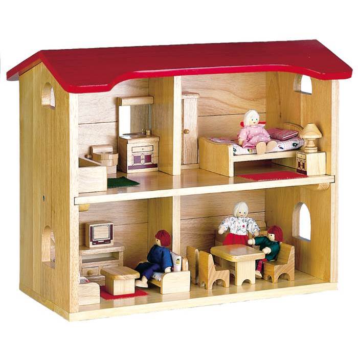 Дом кукольный с мебелью и куклами
