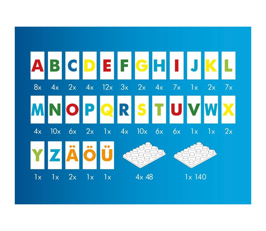 Мозаика Hubelino "Цветные буквы" (нем) (5 плат, 115 кубиков)